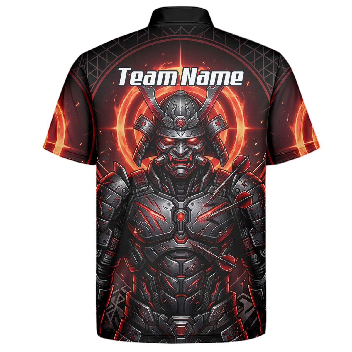 Personalised Samurai Dart Jersey for Men, Custom Red and Black Cyberpunk Darts Shirt, Darts Polo with Name R5691