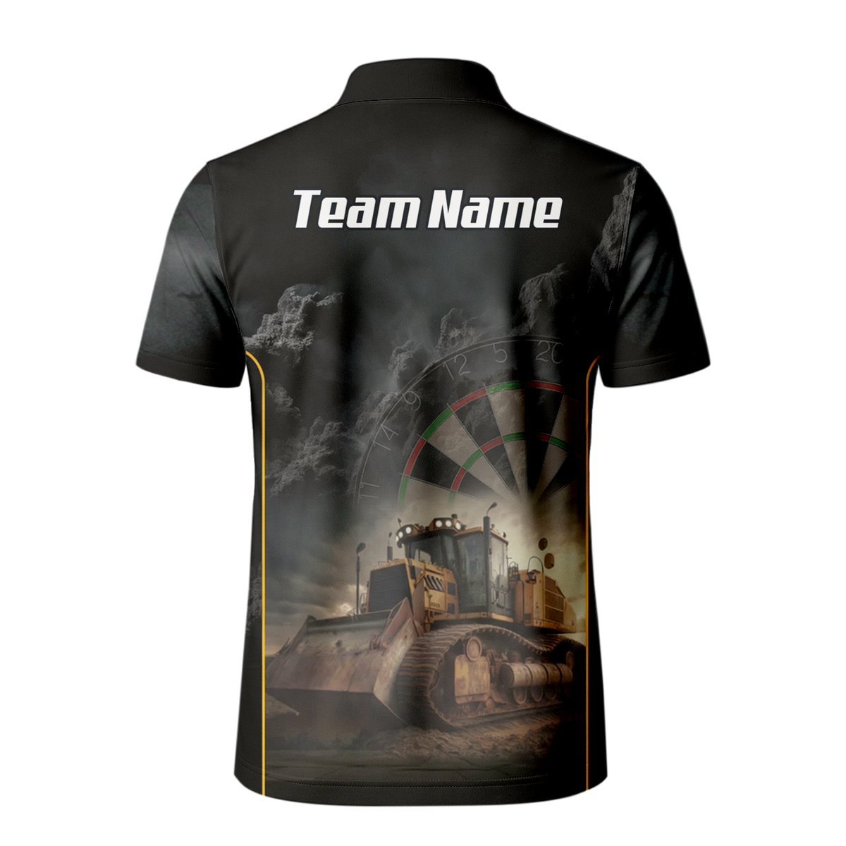 Personalised Bulldozer Dart Jersey Polo and Zipper For Men Custom Construction Design Black Yellow T4397
