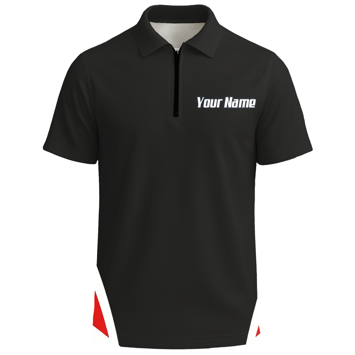 Personalised Dart Knight Jersey Polo and Zipper Black Red White For Men W1942 - Polo -w Zipper Yes