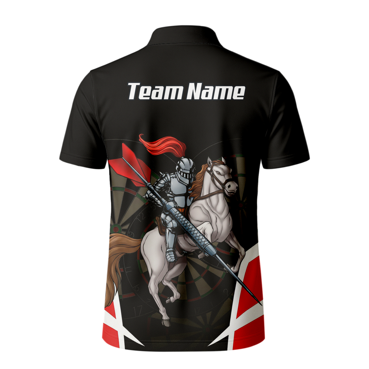 Personalised Dart Knight Jersey Polo and Zipper Black Red White For Men W1942