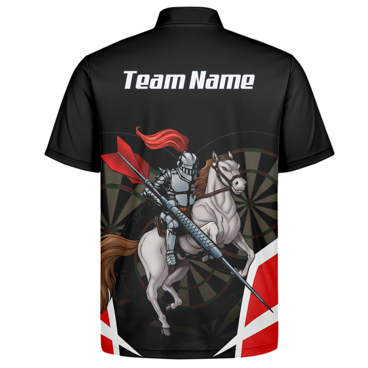 Personalised Dart Knight Jersey Polo and Zipper Black Red White For Men W1942