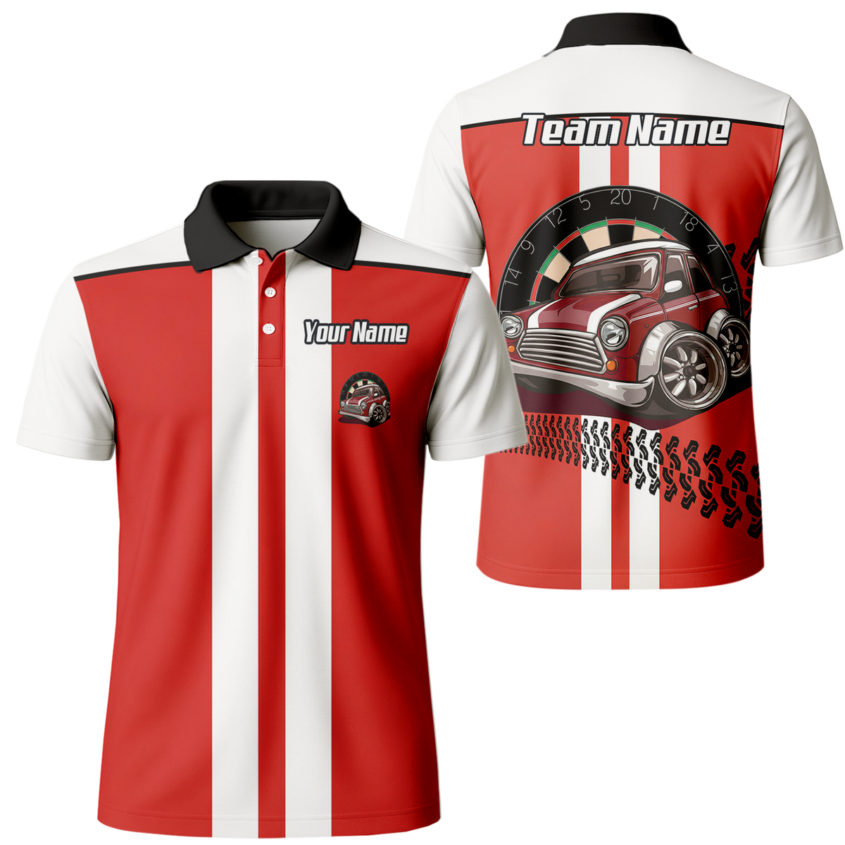 Personalised Classic Car Dart Jersey Red White Racing Polo and Zipper For Men X6562 - Polo Yes