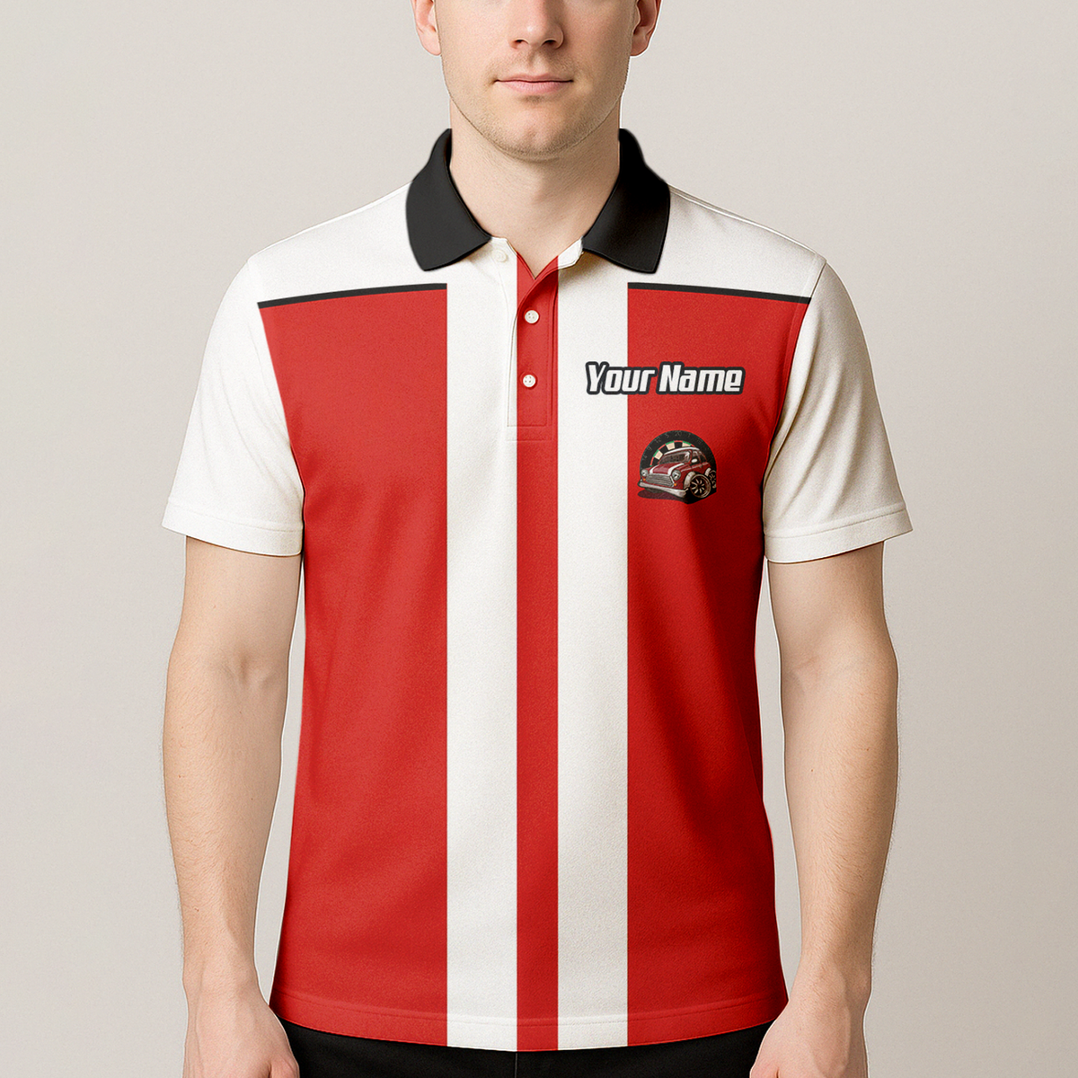 Personalised Classic Car Dart Jersey Red White Racing Polo and Zipper For Men X6562