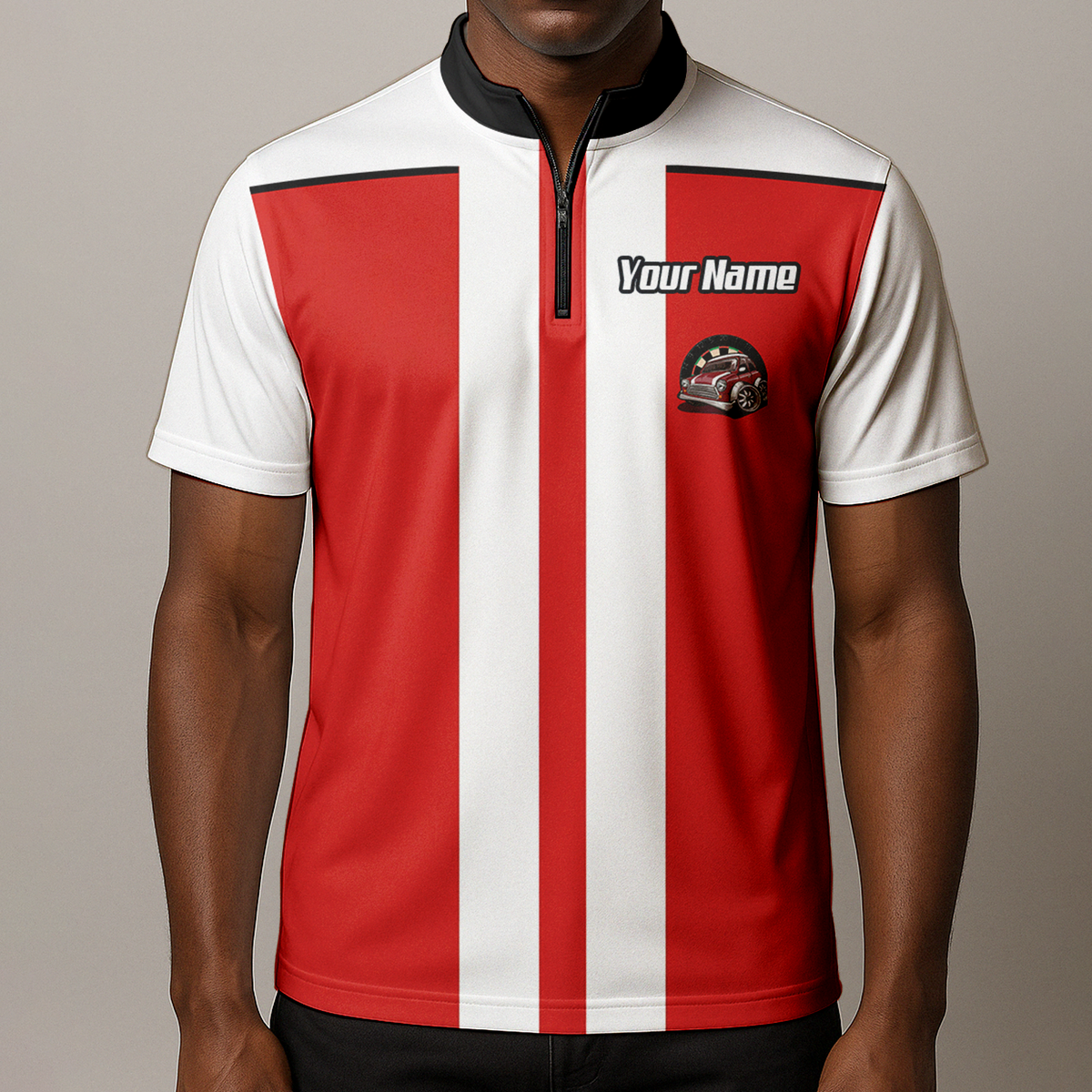 Personalised Classic Car Dart Jersey Red White Racing Polo and Zipper For Men X6562