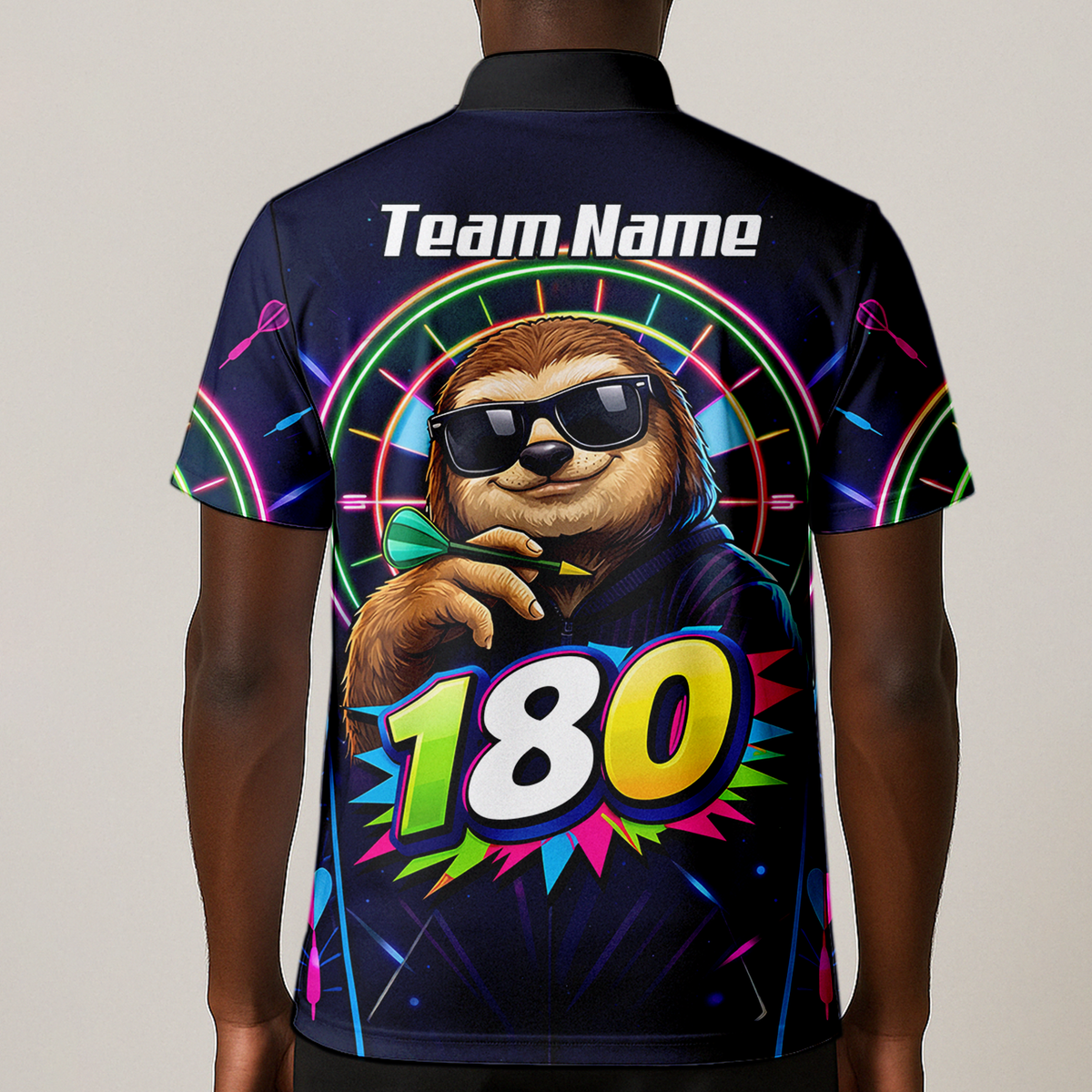 Personalised Sloth Dart Jersey for Men Custom Neon 180 Graphic Polo Shirt Y8867