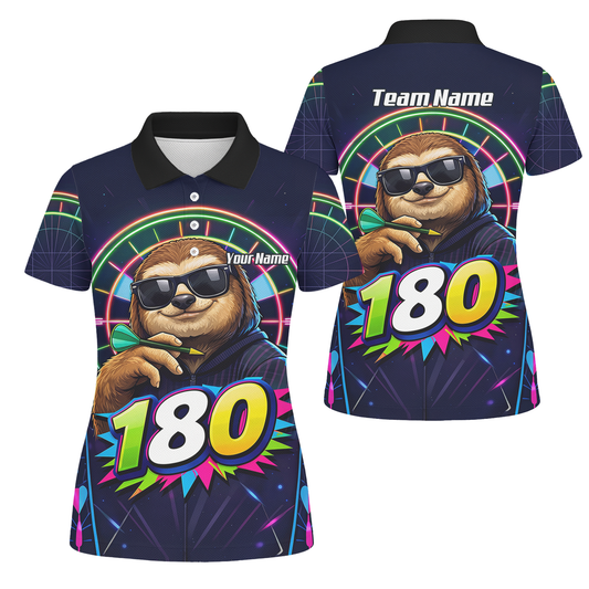 Personalised Sloth Dart Jersey for Women Custom Neon 180 Graphic Polo Shirt Y8867