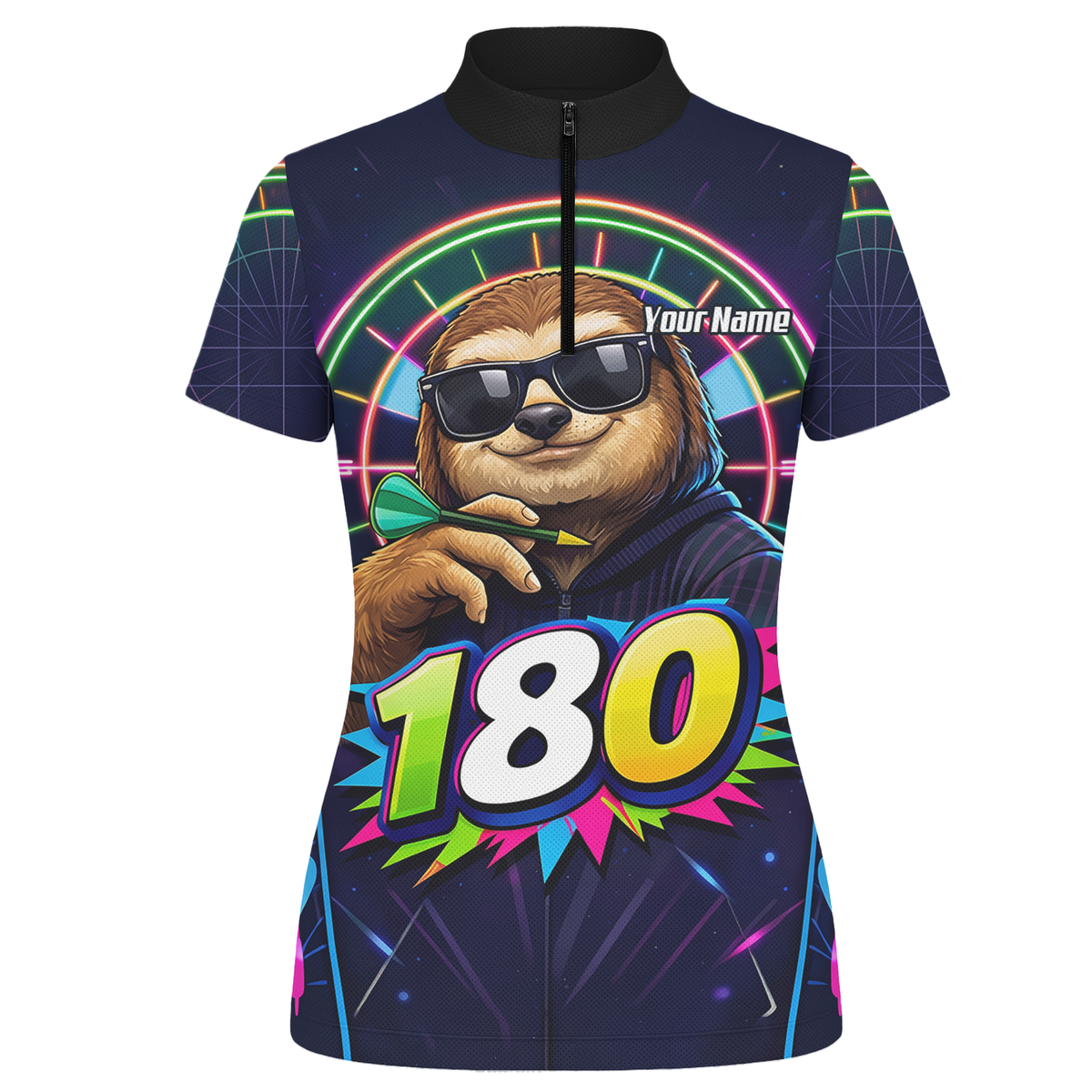 Personalised Sloth Dart Jersey for Women Custom Neon 180 Graphic Polo Shirt Y8867