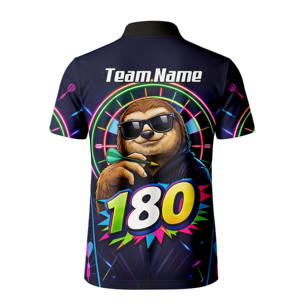Personalised Sloth Dart Jersey for Men Custom Neon 180 Graphic Polo Shirt Y8867