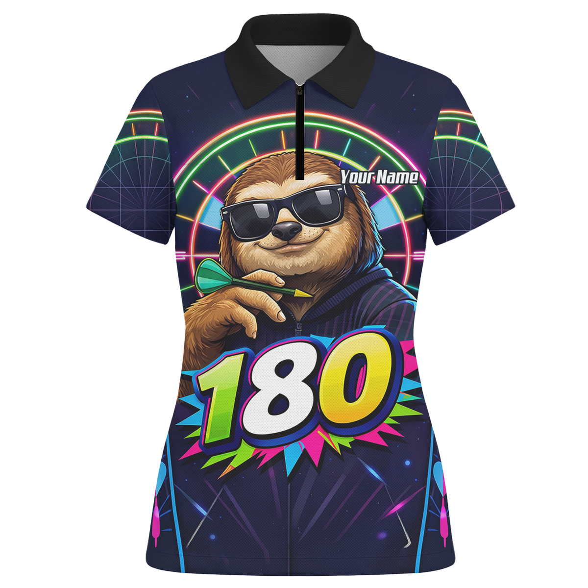 Personalised Sloth Dart Jersey for Women Custom Neon 180 Graphic Polo Shirt Y8867