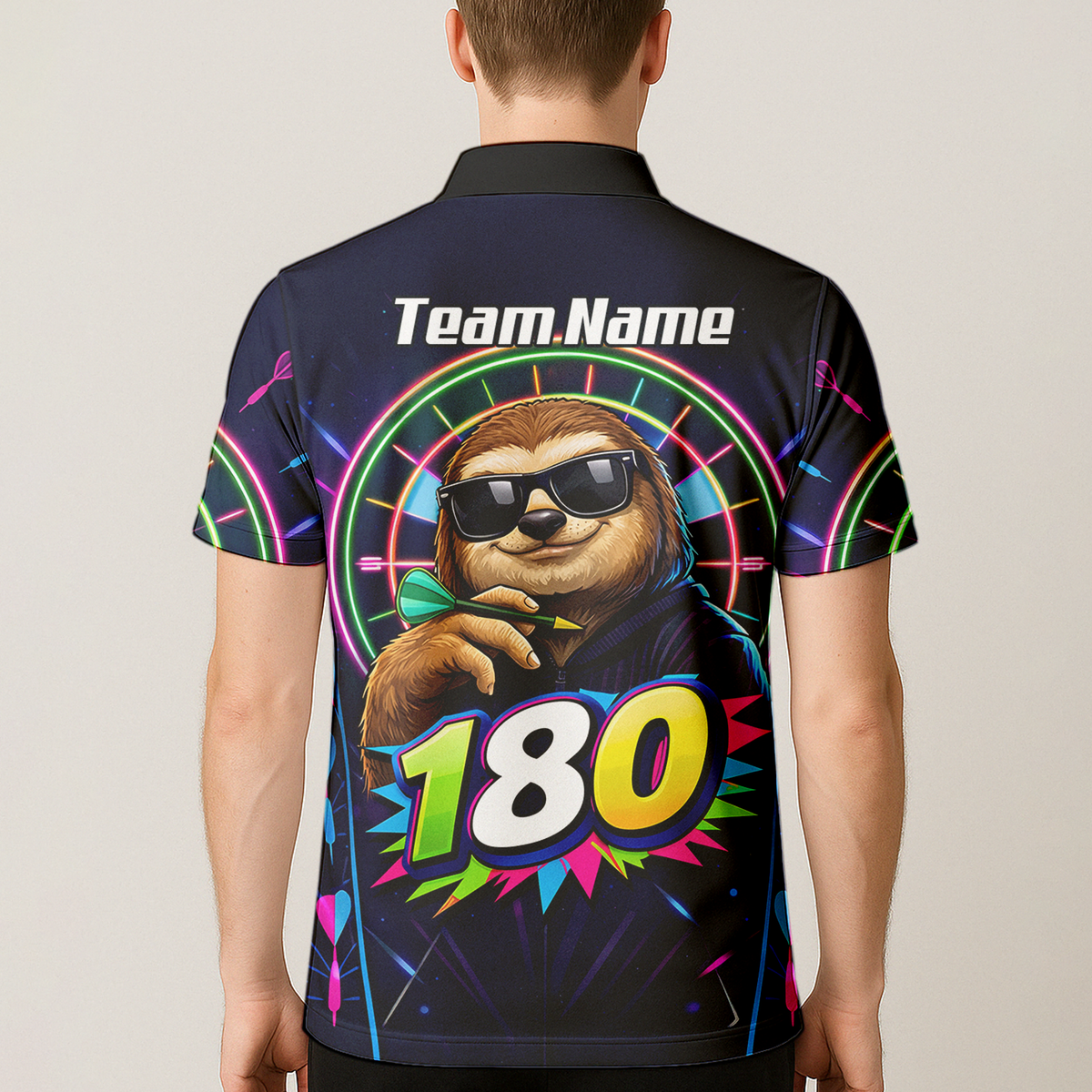 Personalised Sloth Dart Jersey for Men Custom Neon 180 Graphic Polo Shirt Y8867