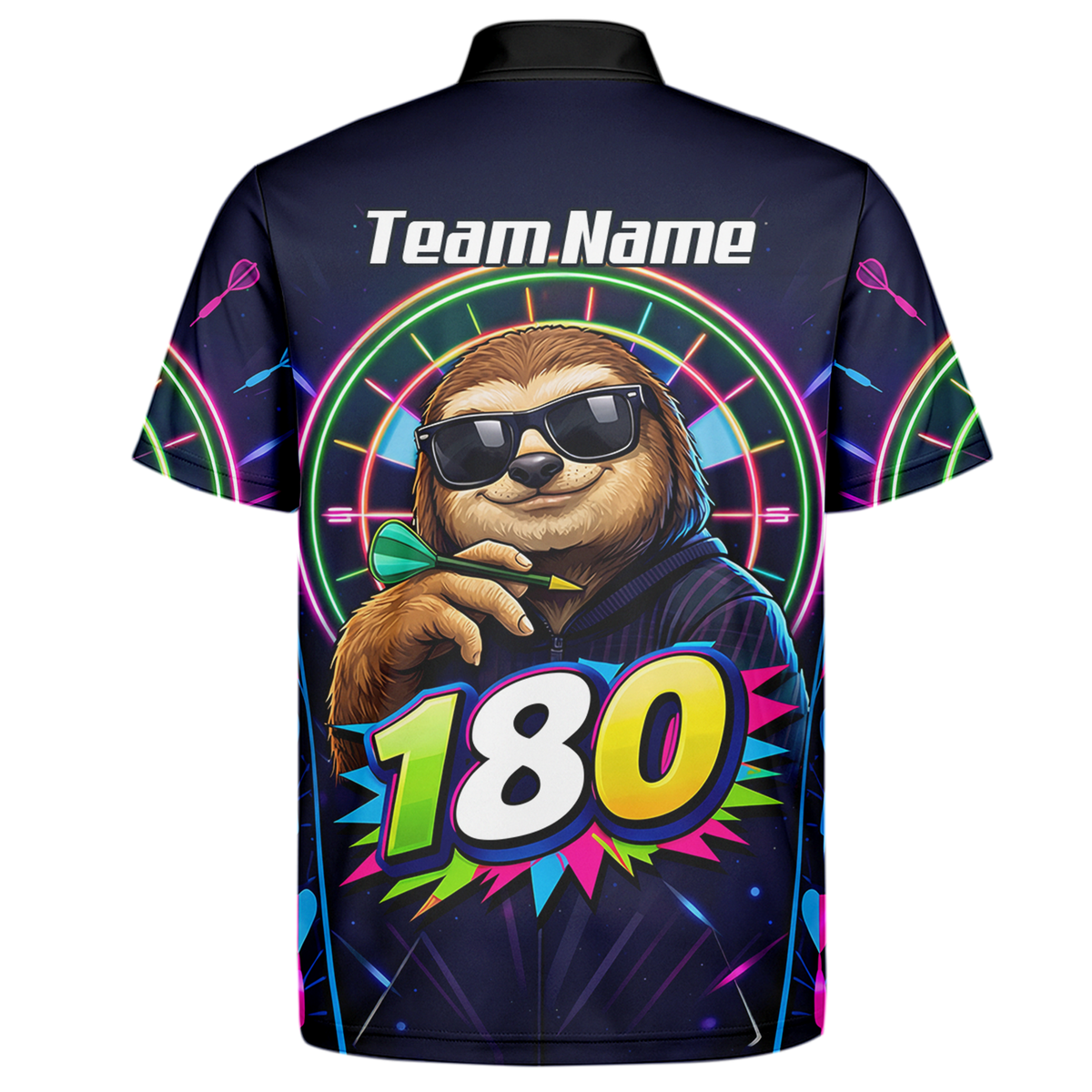 Personalised Sloth Dart Jersey for Men Custom Neon 180 Graphic Polo Shirt Y8867