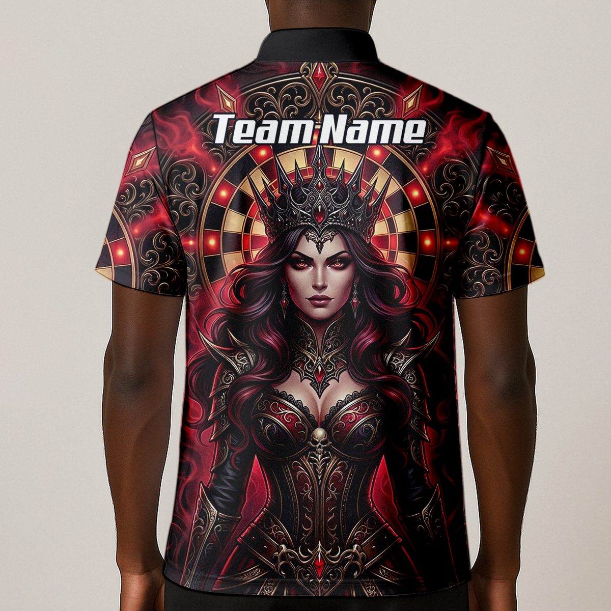 Personalised Gothic Queen Dart Jersey for Men Custom Red and Black Dart Polo Shirt Z3023