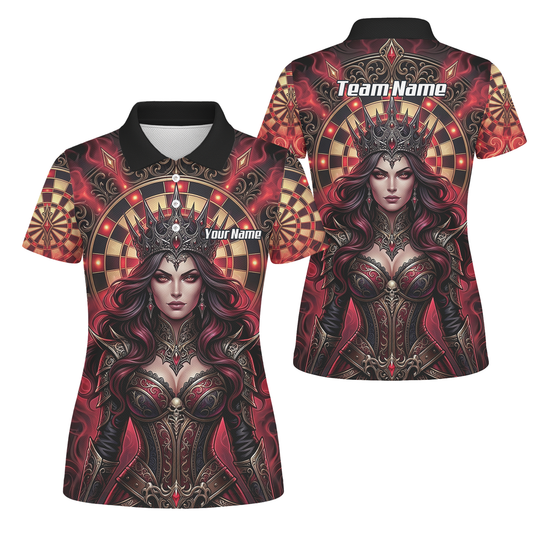 Personalised Gothic Queen Dart Jersey for Women Custom Red and Black Dart Polo Shirt Z3023