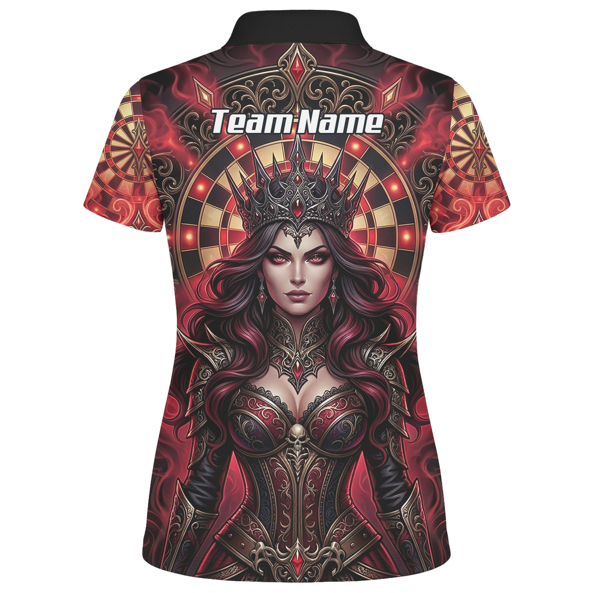 Personalised Gothic Queen Dart Jersey for Women Custom Red and Black Dart Polo Shirt Z3023