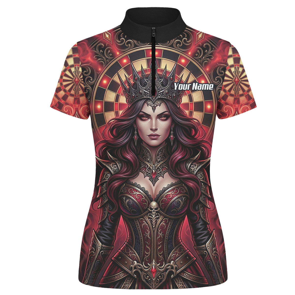 Personalised Gothic Queen Dart Jersey for Women Custom Red and Black Dart Polo Shirt Z3023