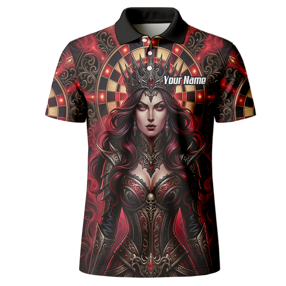 Personalised Gothic Queen Dart Jersey for Men Custom Red and Black Dart Polo Shirt Z3023