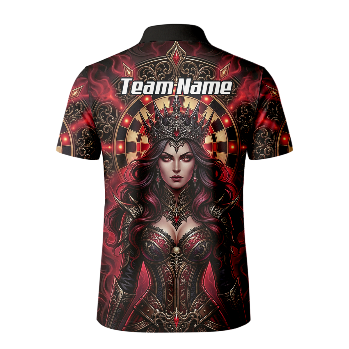Personalised Gothic Queen Dart Jersey for Men Custom Red and Black Dart Polo Shirt Z3023