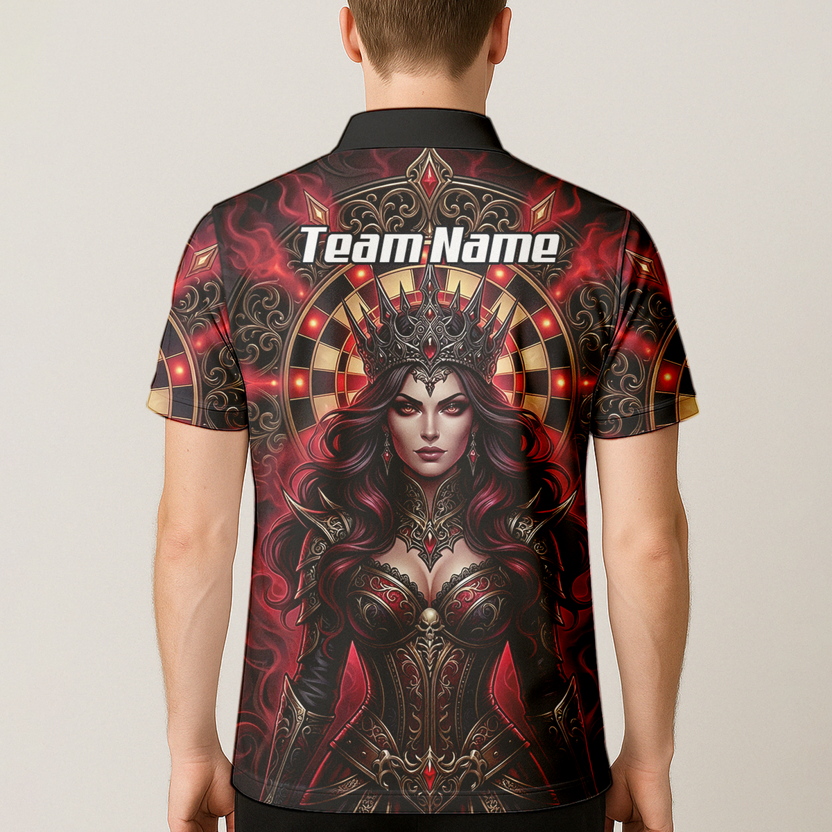 Personalised Gothic Queen Dart Jersey for Men Custom Red and Black Dart Polo Shirt Z3023
