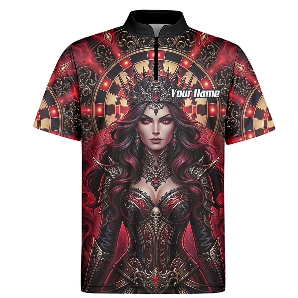 Personalised Gothic Queen Dart Jersey for Men Custom Red and Black Dart Polo Shirt Z3023