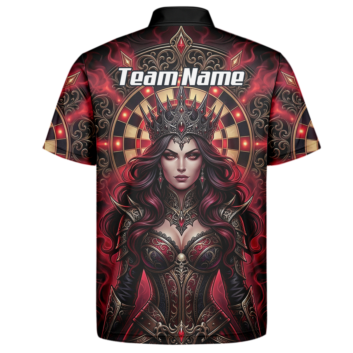 Personalised Gothic Queen Dart Jersey for Men Custom Red and Black Dart Polo Shirt Z3023