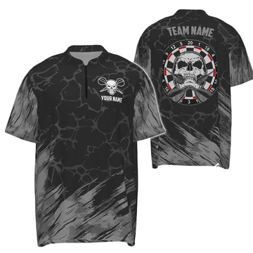Dart Shirt with Skull Design - Grey and Black Dart Jersey for Men F917