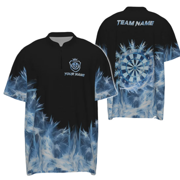 Men's Dart Team Jersey with Quarter Zip in Ice Blue g9322