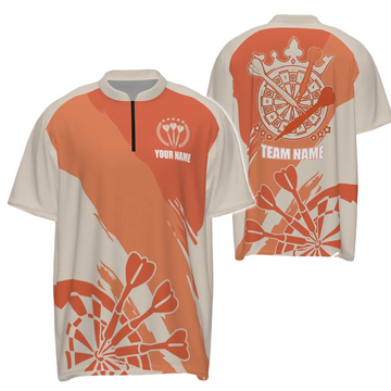 Orange Darts Quarter-Zip Shirt for Men - Personalized Cool Darts Shirt, Darts Jersey y6174