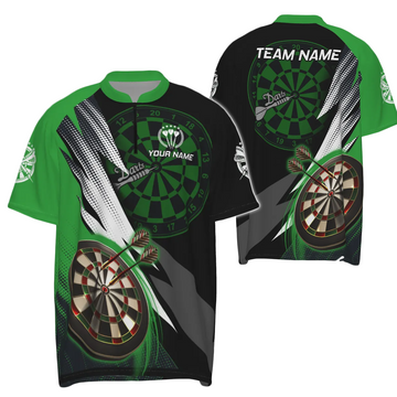 Green-Black Darts Quarter-Zip Shirt - Personalized Cool Darts Jersey for Men S608