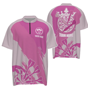 Pink Dart 1/4 Zip Shirt - Cool Men's Dart Shirt - Dart Jersey y6174