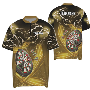 Men's Dart Quarter-Zip Shirt with Thunder and Lightning, Dart Jersey in Yellow E531