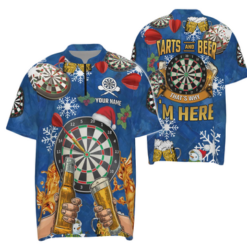 Darts Quarter-Zip Shirt with Darts and Beer - Christmas Dart Jerseys for Men A617