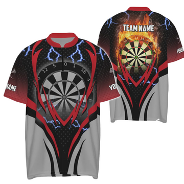 Men's Dart Shirt with Lightning and Thunder Design, 1/4 Zip Dart Jersey A590