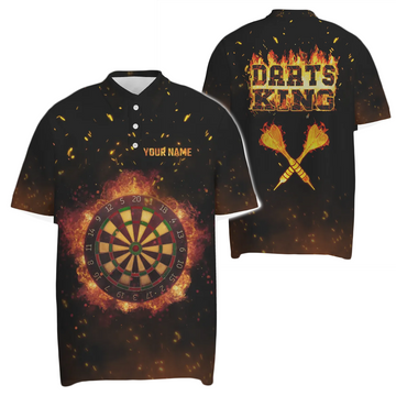 Men's Polo Shirt with Flame Darts King Design - Fire Darts Jersey for Men C238