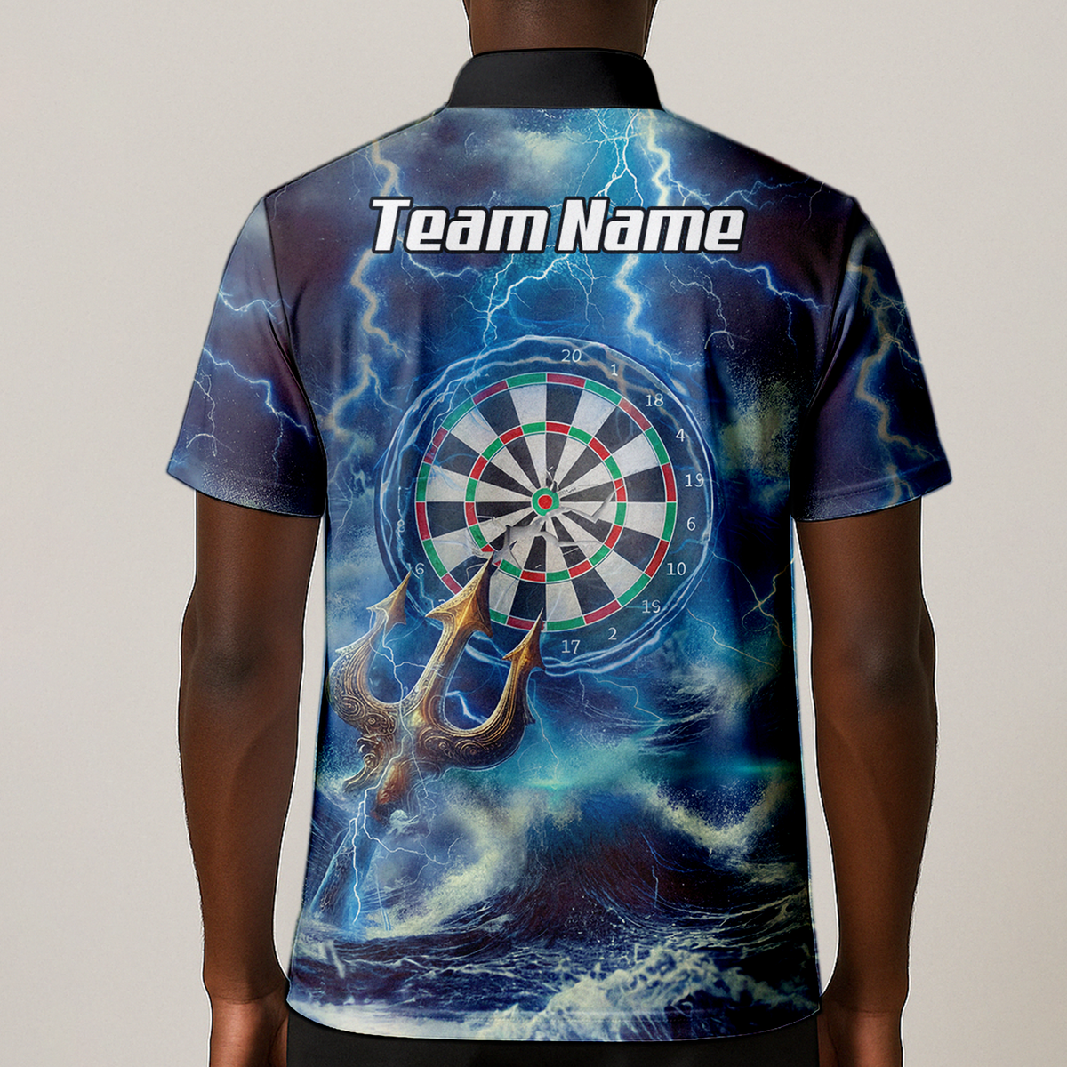 Personalised Poseidon Greek God Dart Jersey Polo and Zipper Blue Lightning For Men P9182