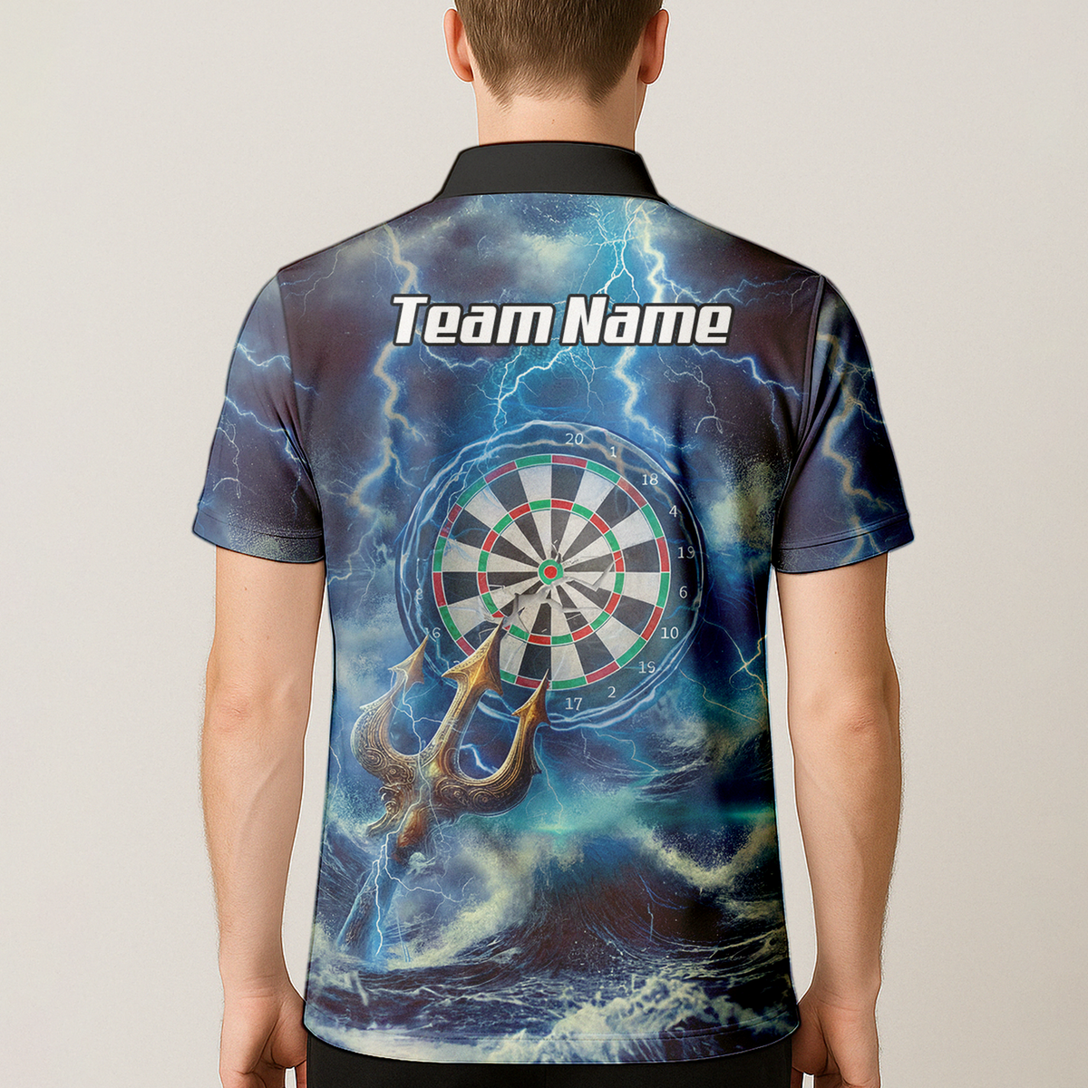 Personalised Poseidon Greek God Dart Jersey Polo and Zipper Blue Lightning For Men P9182