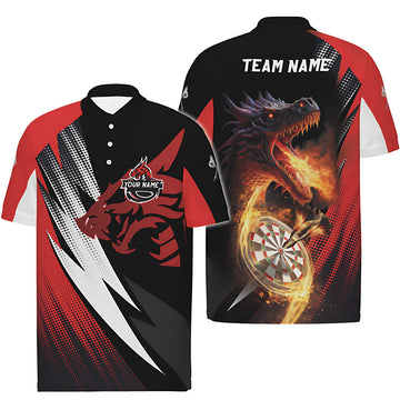 Men's Dart Polo Shirt Fire Dragon - Red Black VK628