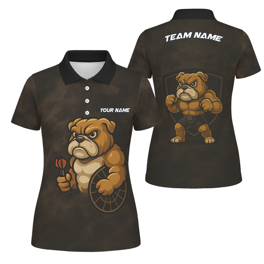 Personalized Bulldog Darts Polo Shirt Grunge Brown Black For Women Z6788 main image - polo, Pocket No