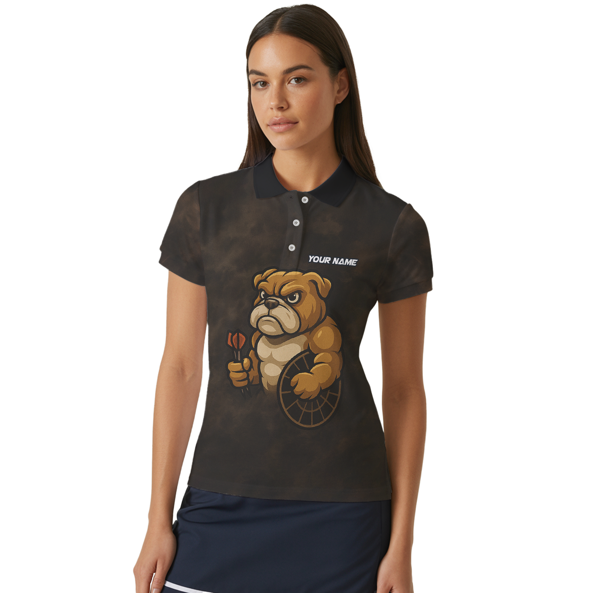 Personalized Bulldog Darts Polo Shirt Grunge Brown Black For Women Z6788 additional image 4
