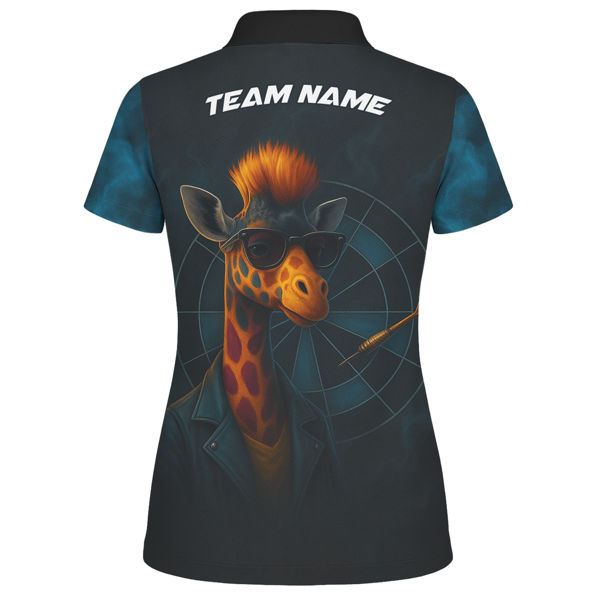 Personalized Cool Giraffe Darts Polo Shirt Black For Women additional image 2