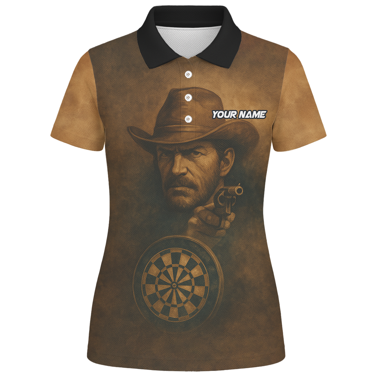 Personalized Cowboy Western Saloon Darts Polo Shirt Brown Black For Women W6648 additional image 1