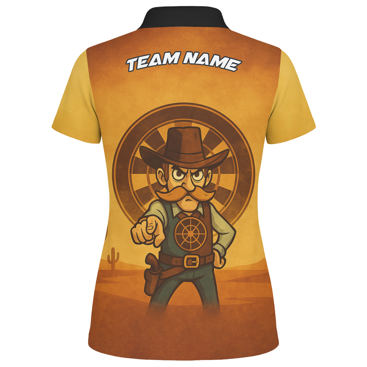Personalized Cowboy Wild West Dart Jersey Custom Name Team Polo Brown Yellow For Women Z4073 additional image 2