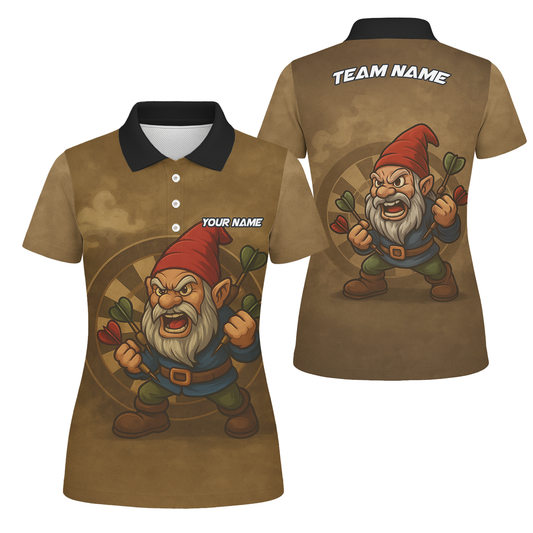 Personalized Custom Dart Jersey Angry Gnome Brown Dart Polo Shirt For Women main image - polo, Pocket No