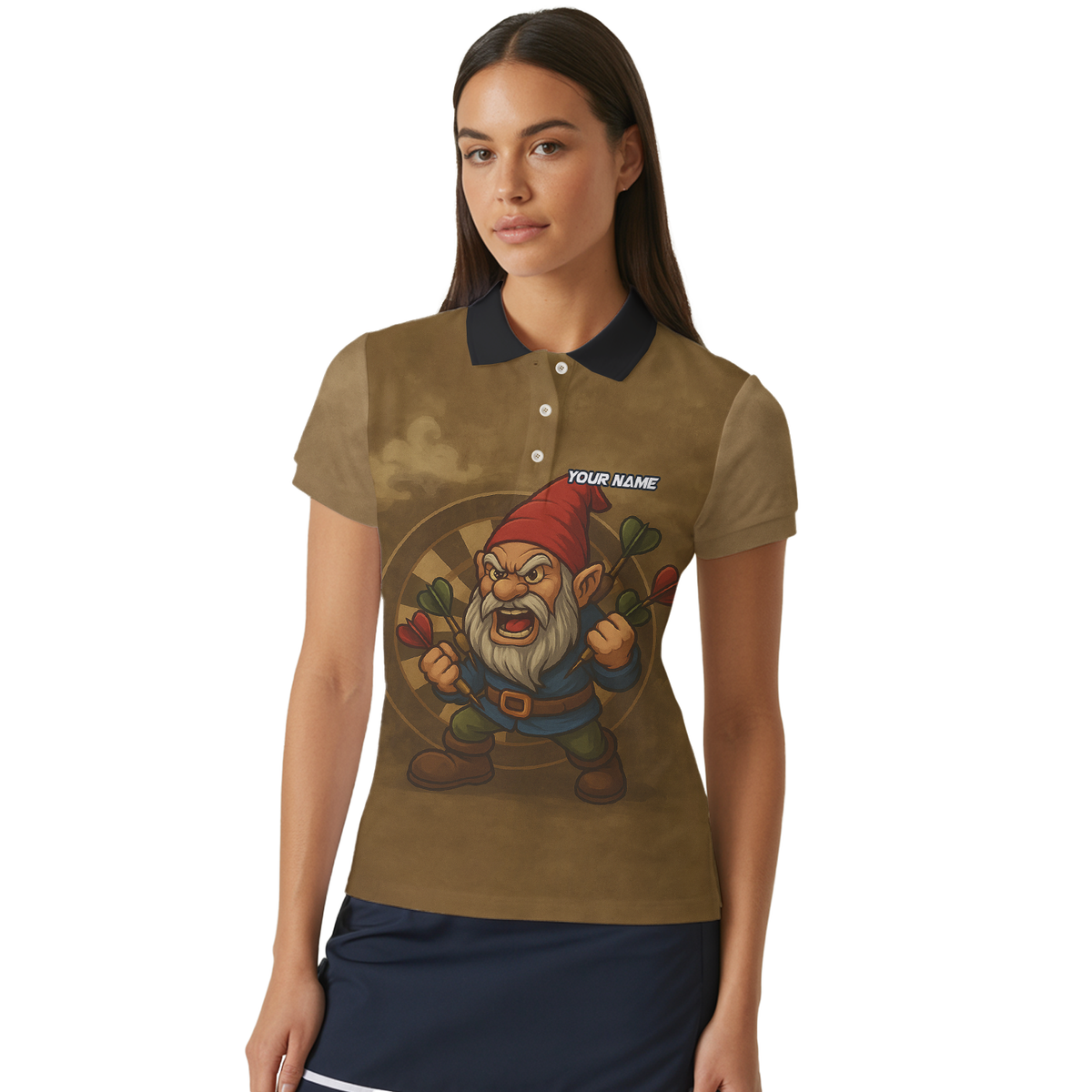 Personalized Custom Dart Jersey Angry Gnome Brown Dart Polo Shirt For Women additional image 4