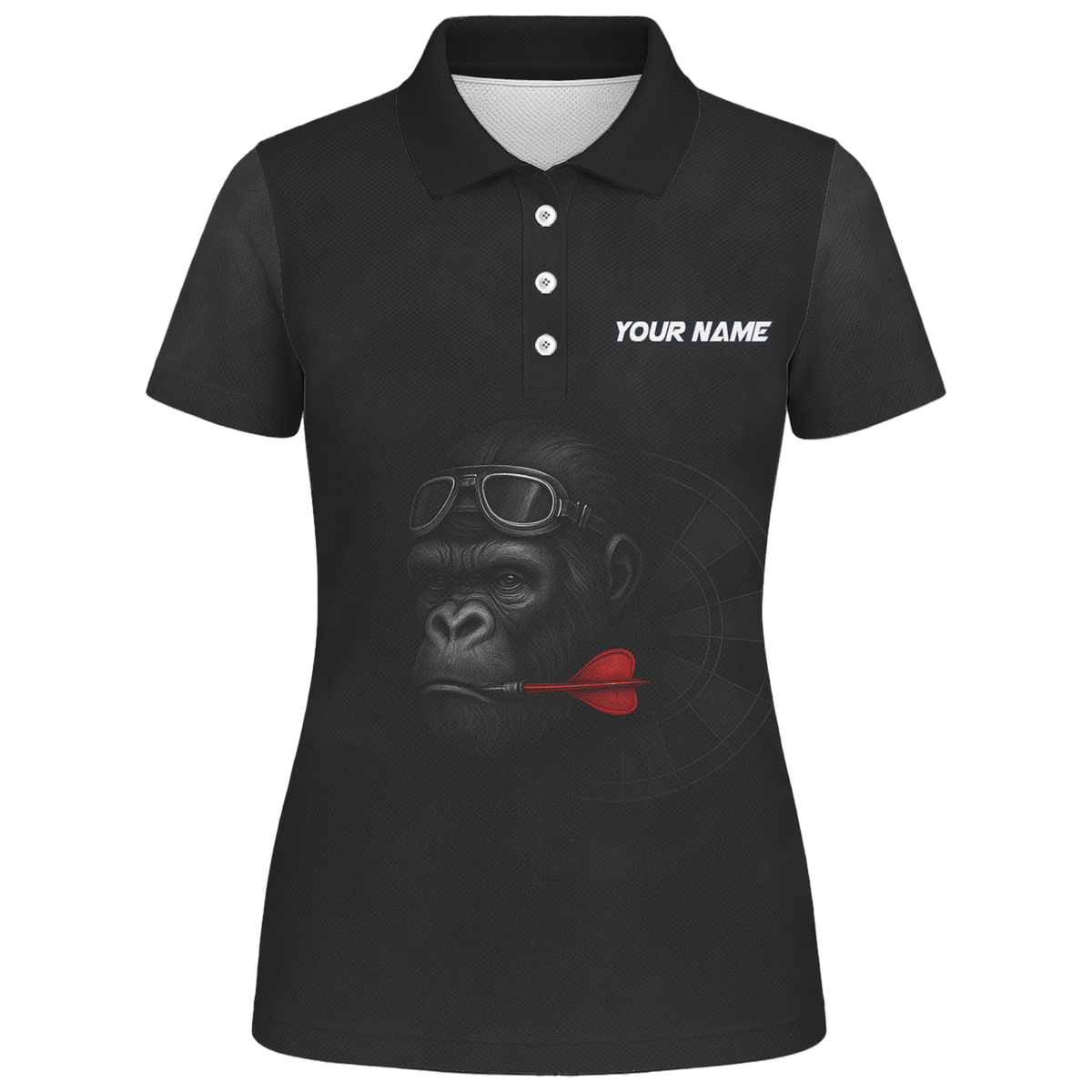 Personalized Custom Dart Jersey Polo Shirt Gorilla Goggles Red Dart Black Name Team For Women G7594 additional image 1