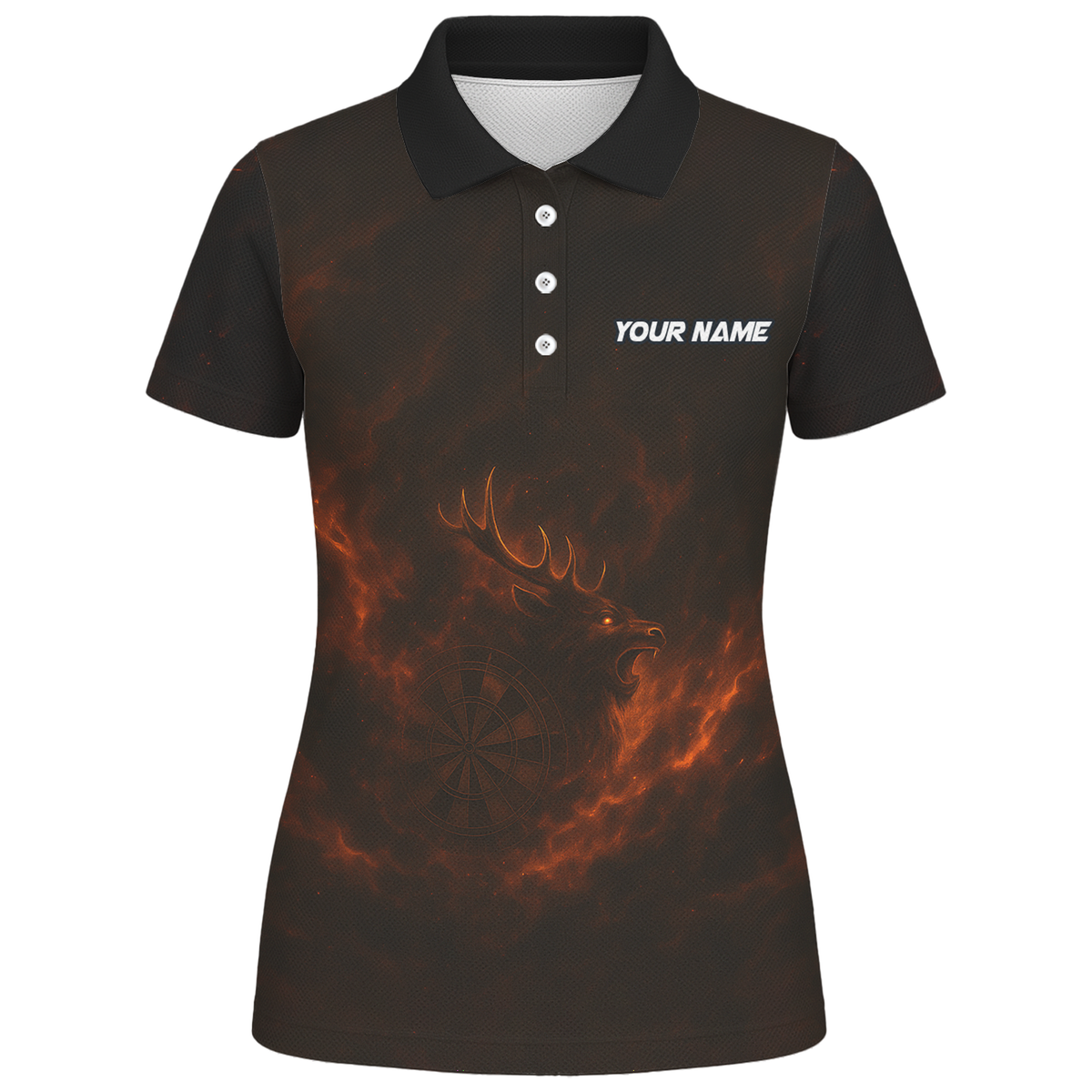 Custom Black Fiery Stag Darts Polo Shirt For Women V8802 additional image 1