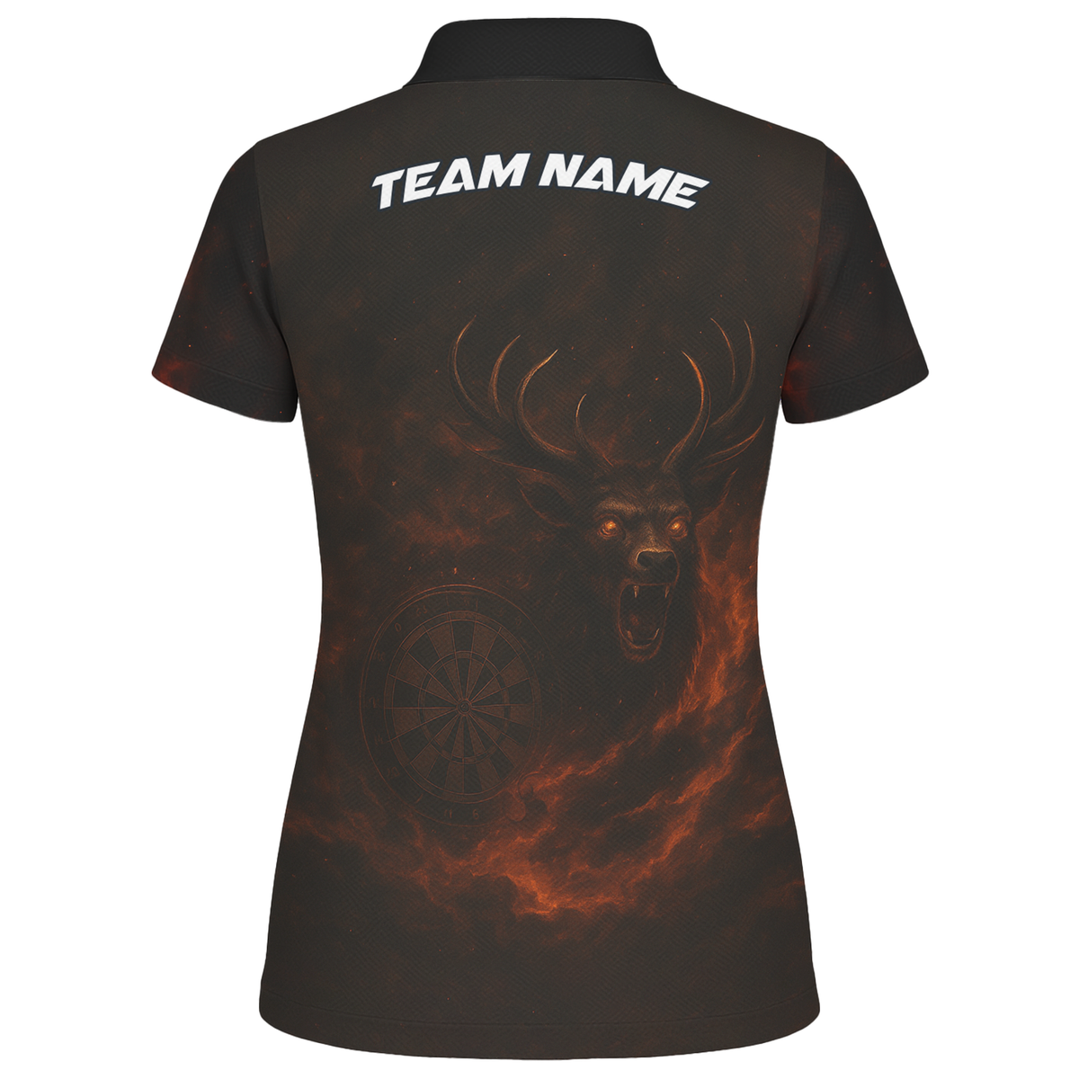 Custom Black Fiery Stag Darts Polo Shirt For Women V8802 additional image 2
