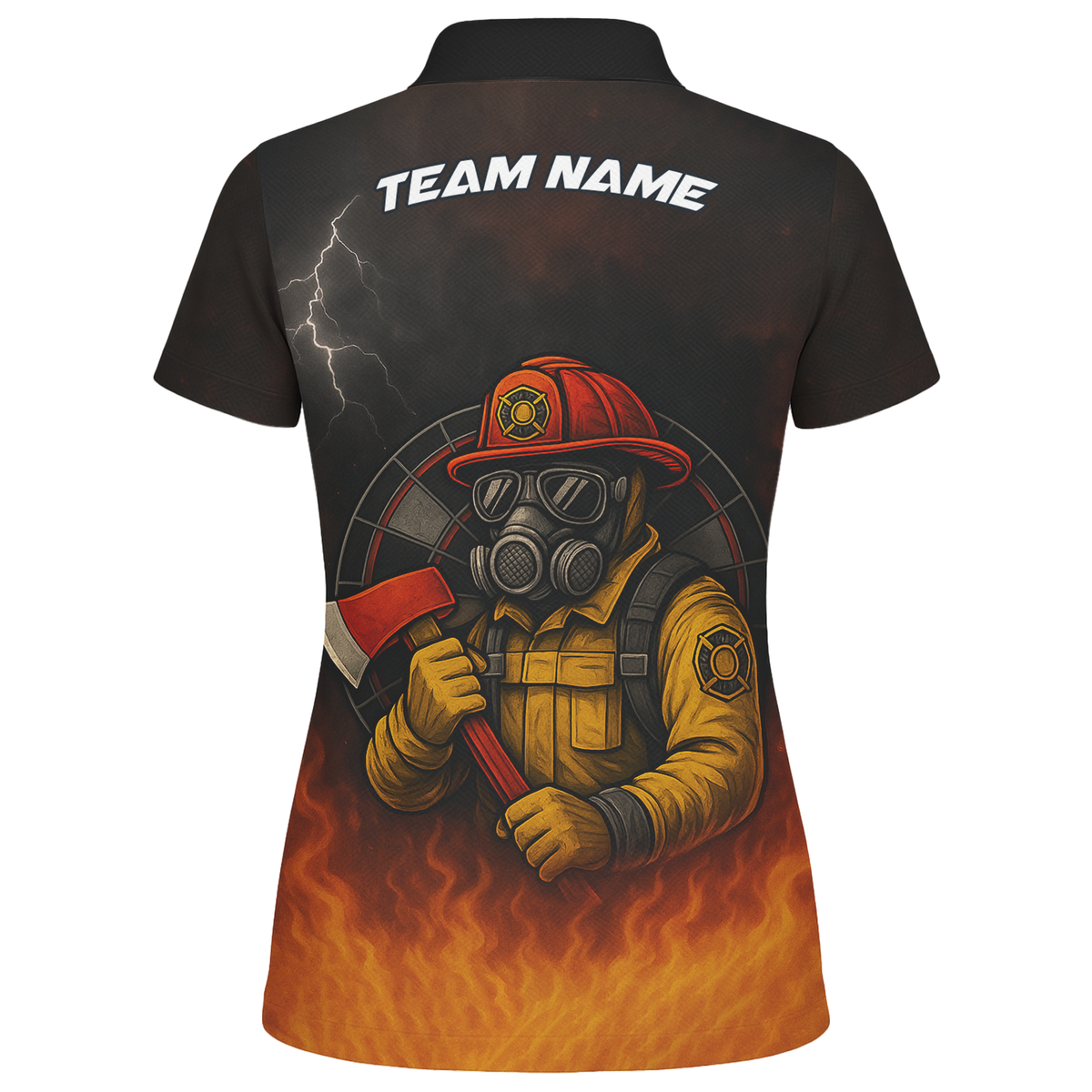 Personalized Custom Dart Polo Shirt Firefighter Axe Fire Black Orange Name Team For Women L4202 additional image 2