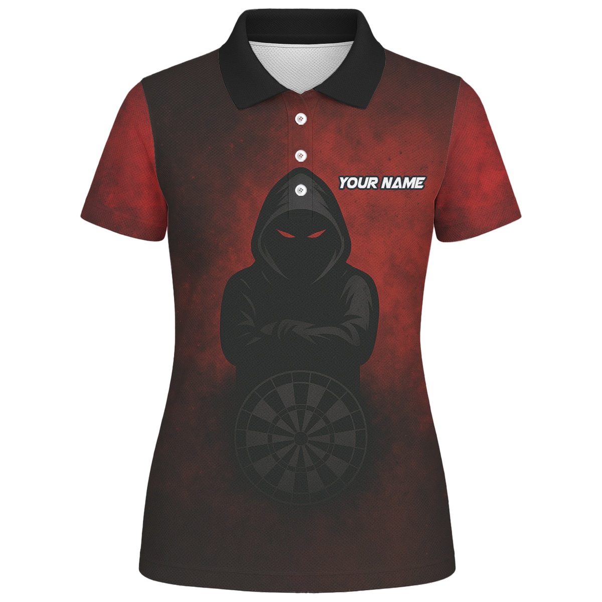 Personalized Dark Hooded Red Eyes Dart Polo Shirt Red Black For Women A5016 additional image 1