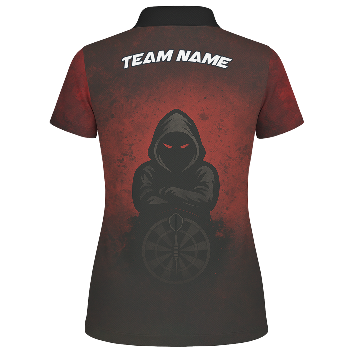 Personalized Dark Hooded Red Eyes Dart Polo Shirt Red Black For Women A5016 additional image 2