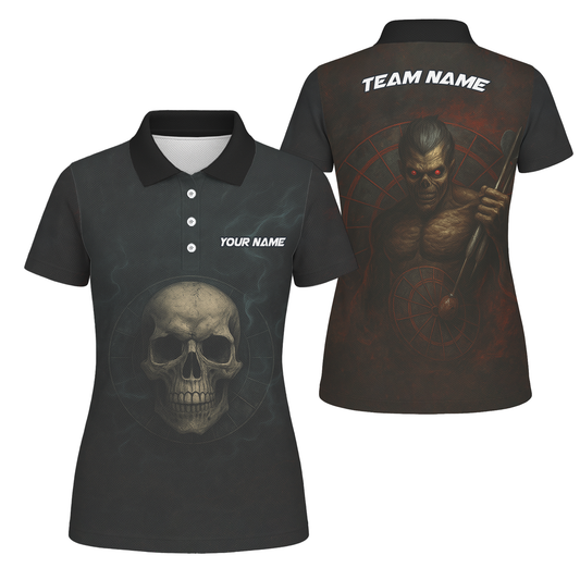Personalized Dark Skull Zombie Dart Polo Shirt For Women B8029 main image - polo, Pocket No